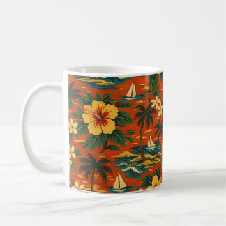 Mittsiebziger Vibranter Hawaiianischer Hemdendruck Kaffeetasse