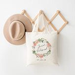Mittsommer | Junior Bridesmaid Brautparty Tragetasche<br><div class="desc">Die Tasche des Brautparty besteht aus einem blumengeschmückten Aquarell von Rose und Bauern in Rosa,  Pfirsich und Weissgrün,  in dem die "Junior-Brautjungfrau" in handgeschriebenen Schriftzeichen eingetragen ist. Entworfen,  um unsere MidSummer Floral Kollektion zu ergänzen.</div>