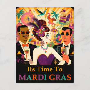 Mittsommer Mardi Gras Cocktailparty Postkarte
