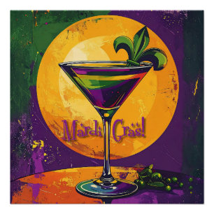 Mittsommer Mardi Gras Sonnenuntergang Fleur De Lis Poster