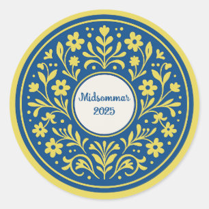 Mittsommer - Midsommar Traditionelles schwedisches Runder Aufkleber