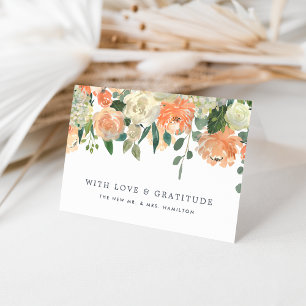 Mittsommer-Pfirsich-Blumen Persönliche Danksagung Dankeskarte