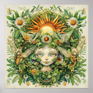 Mittsommer-Sonnen-Feien Nordic Art Print Poster