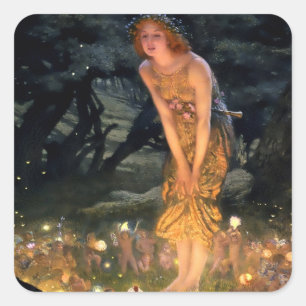 „Mittsommerabend“ von Edward Robert Hughes Quadratischer Aufkleber