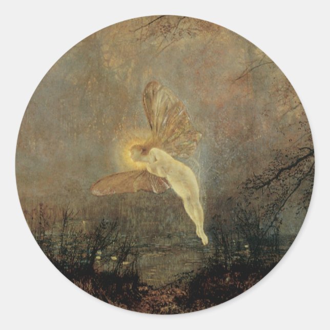 Mittsommernacht von Grimshaw, Vintage Viktorianisc Runder Aufkleber (Vorderseite)