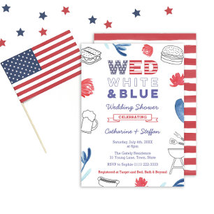 Mittwoch Weiße Blaue BBQ-Paare Hochzeits-Probier-D Einladung