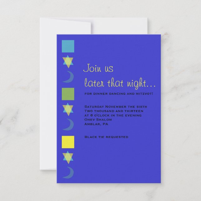 MITZVAH Bar Bat Mitzvah Empfang Card Einladung (Vorderseite)