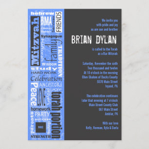 MITZVAH MOTS DIT Bar Bat Invitation Invitation