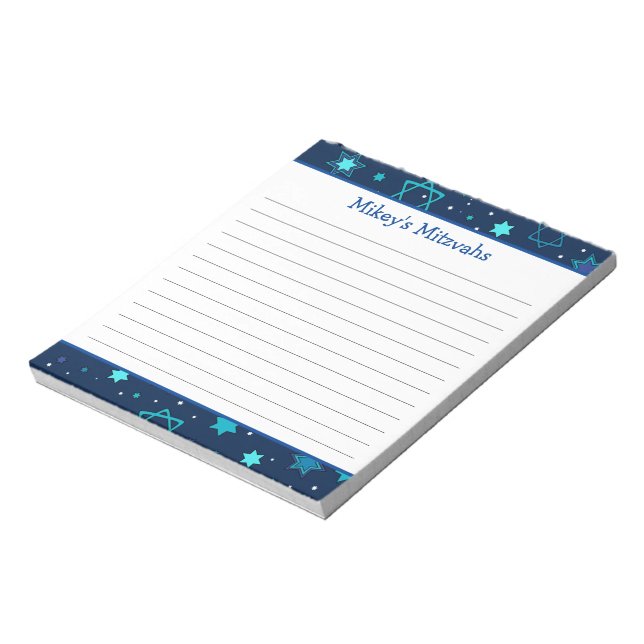 Mitzvah Notepad - Dark Blue Star von David Notizblock (Rotiert)
