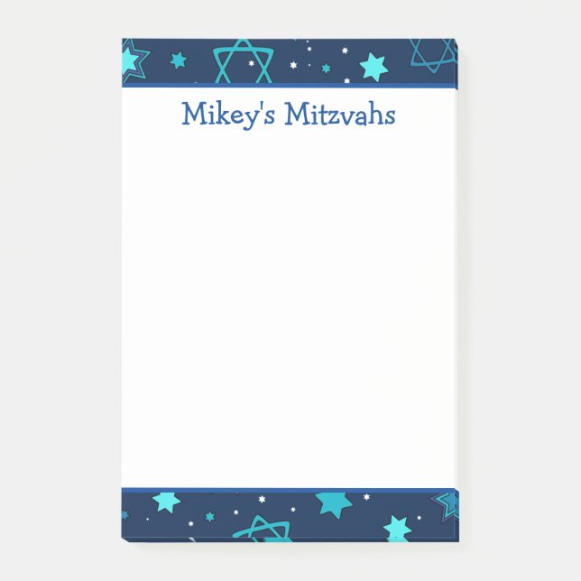 Mitzvah Notes - Blue Star von David Post-it Klebezettel (Vorderseite)