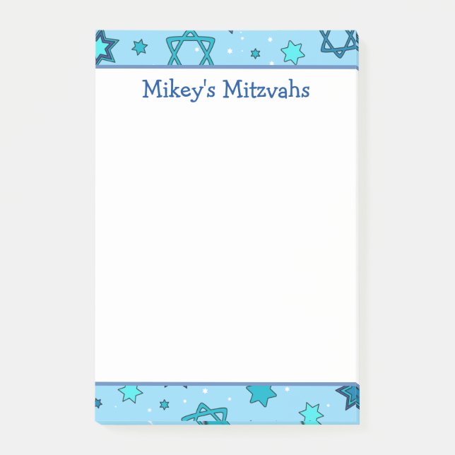 Mitzvah Notes - Light Blue Star von David Post-it Klebezettel (Vorderseite)