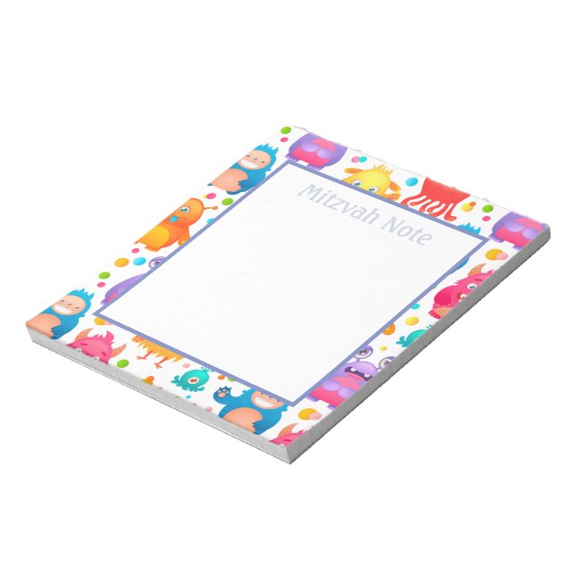 Mitzvah Notes Monsters Boys Notepad Notizblock (Rotiert)