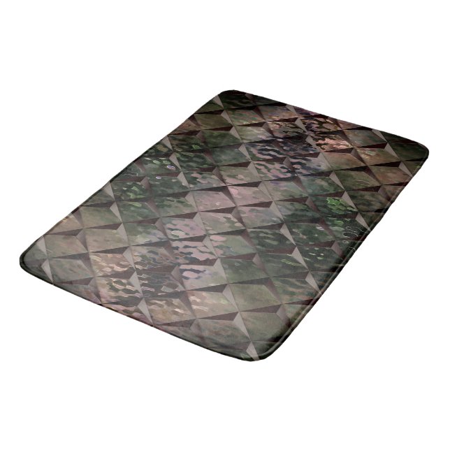 Mix 3D Quadrate mit Hammerglas mit Hintergrund T Badematte (Schrägansicht)