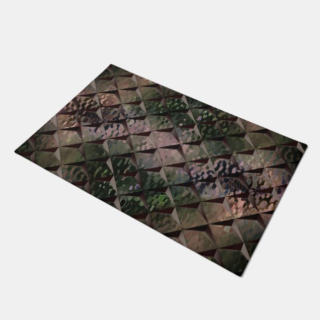Mix 3D Quadrate mit Hammerglas mit Hintergrund T Fußmatte (Schrägansicht)