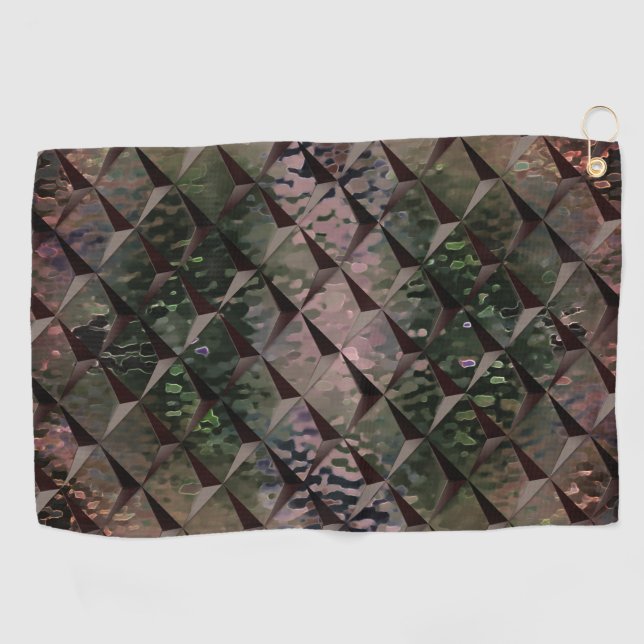 Mix 3D Quadrate mit Hammerglas mit Hintergrund T Golfhandtuch (Horizontal)