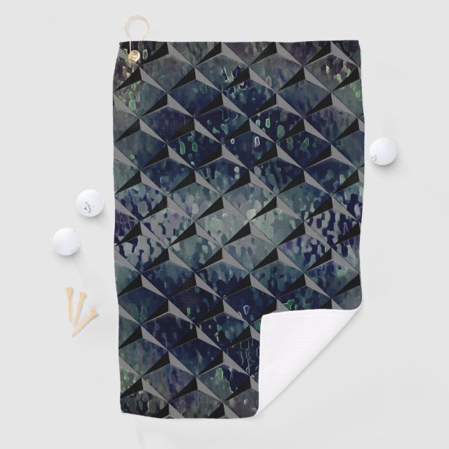 Mix 3D Quadrate mit Hammerglas mit Hintergrund T Golfhandtuch (Insitu)