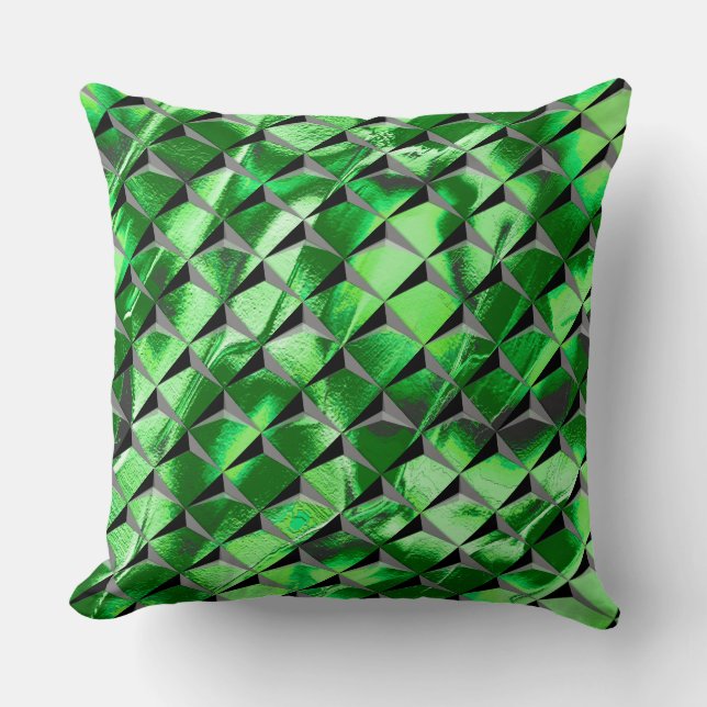 Mix aus 3D-Quadraten mit grüner Hintergrundstruktu Kissen (Vorderseite)