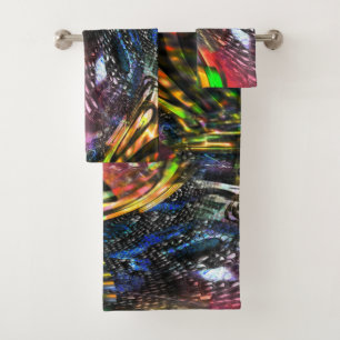 Mix aus bunten virtuellen Kunstwerken, inspiriert Badhandtuch Set