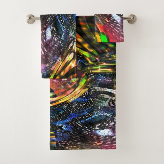 Mix aus bunten virtuellen Kunstwerken, inspiriert  Badhandtuch Set (Insitu)