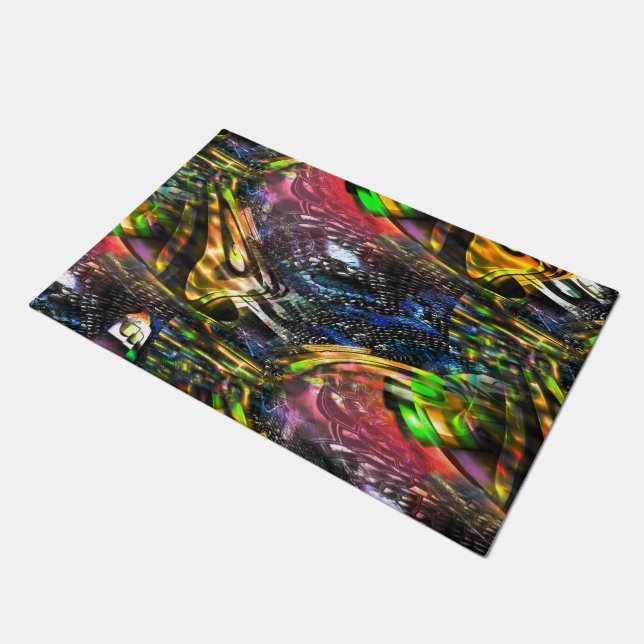 Mix aus bunten virtuellen Kunstwerken, inspiriert  Fußmatte (Schrägansicht)