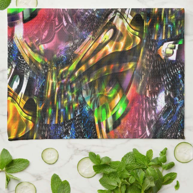 Mix aus bunten virtuellen Kunstwerken, inspiriert  Geschirrtuch (Gefaltet)