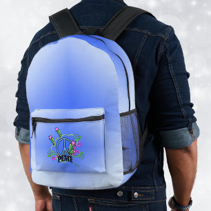 Mix aus Schatten der blauen Friedenszeichen-Scroll Bedruckter Rucksack