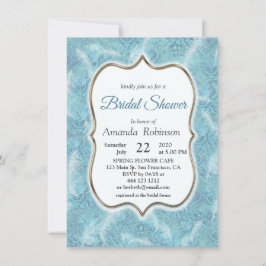 Mix Blue Pattern, Feathers & Gold Rahmen Einladung