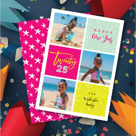 Mix Brush Script 2025 Typografie Neujahr 3 Foto Feiertagskarte