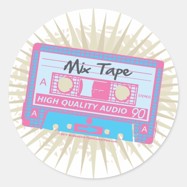 Mix-Tape der 80er Jahre Runder Aufkleber (Vorderseite)