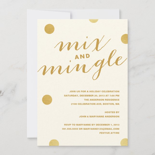 MIX- UND MINGLE-GOLDDOTEN | EINLADUNG DER HOLIDAY (Vorderseite)