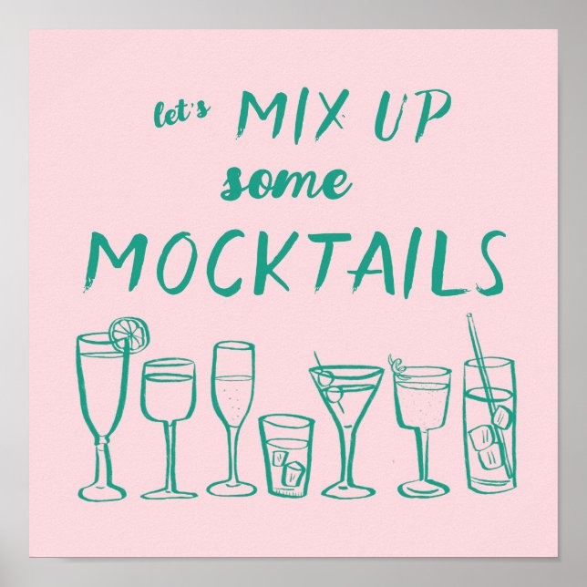 MIX UP MOCKTAILS Custom Bar Kitchen Art Poster (Vorne)