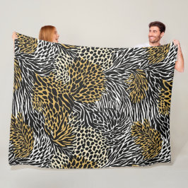 Mixed Animal Print Zebra Leopard Tiger Mixed Print Fleecedecke