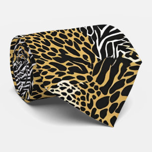 Mixed Animal Print Zebra Leopard Tiger Mixed Print Krawatte