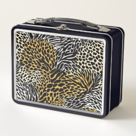 Mixed Animal Print Zebra Leopard Tiger Mixed Print Metall Brotdose
