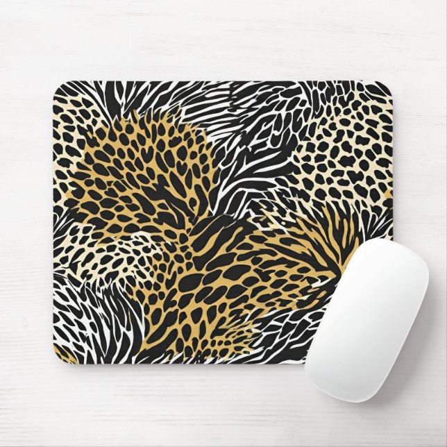 Mixed Animal Print Zebra Leopard Tiger Mixed Print Mousepad (Mit Mouse)