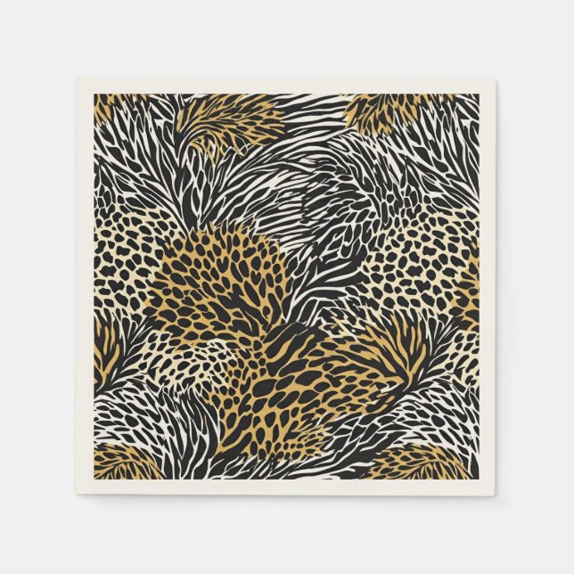 Mixed Animal Print Zebra Leopard Tiger Mixed Print Serviette (Vorderseite)