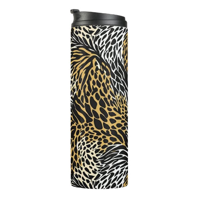 Mixed Animal Print Zebra Leopard Tiger Mixed Print Thermosbecher (Nach rechts gedreht)