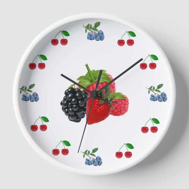 Mixed Berries Wall Clock Uhr (Vorderseite)