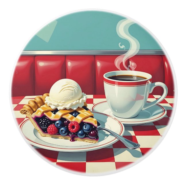 Mixed Berry Pie, Ice Cream and Coffee Keramikknauf (Vorderseite)