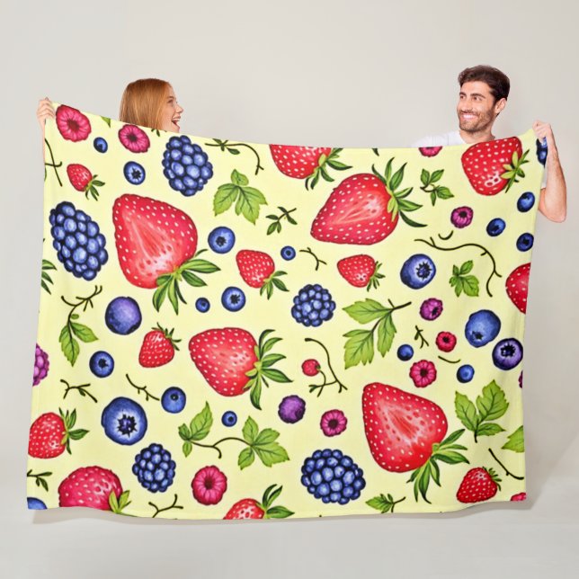 Mixed Berry Seamless Pattern Fleecedecke (Beispiel)