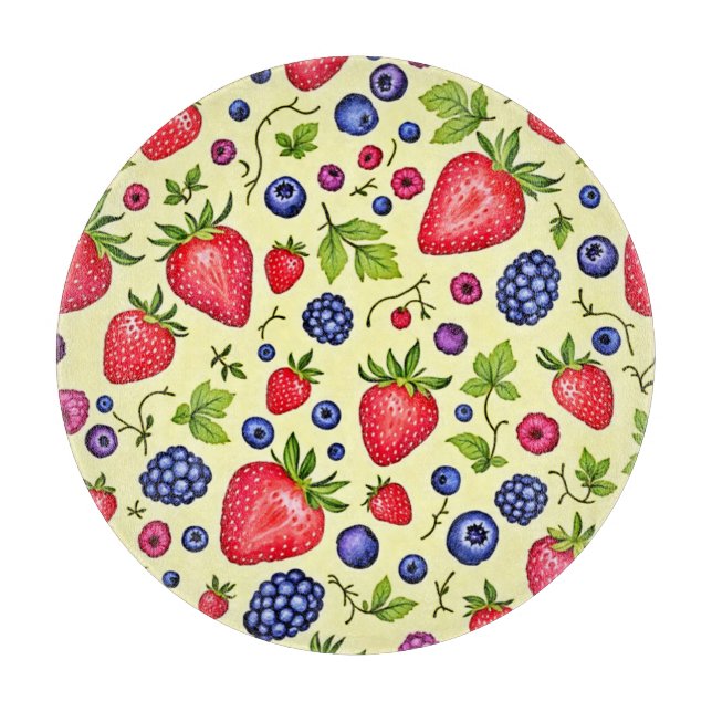 Mixed Berry Seamless Pattern Schneidebrett (Vorderseite)