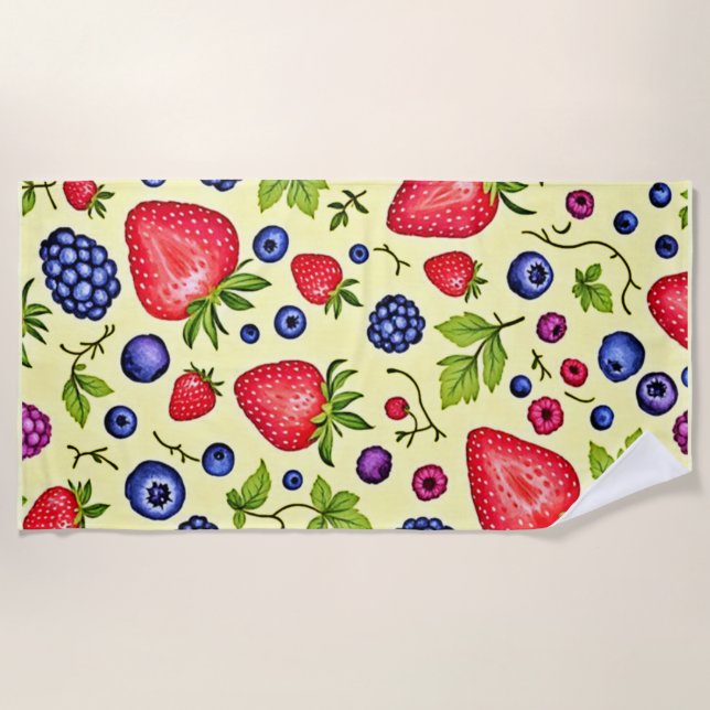 Mixed Berry Seamless Pattern Strandtuch (Vorderseite)