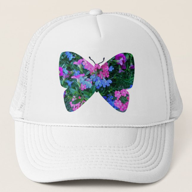 Mixed Blume Butterfly Hat Truckerkappe (Vorderseite)