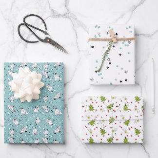 Mixed Christmas Wrap - Santas und Weihnachtsbäume Geschenkpapier Set