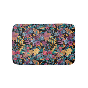 Mixed Fall Floral Blätter Berry Watercolor Muster Badematte