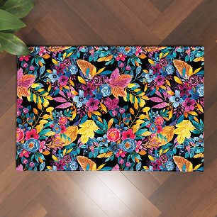 Mixed Fall Floral Blätter Berry Watercolor Muster Fußmatte