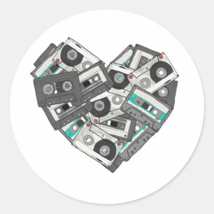 Mixed Feelings Kassette Tonband Herz Runder Aufkleber