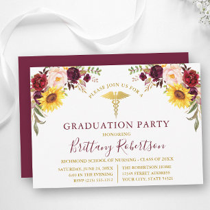 Mixed Floral Medical Graduation Party for Water co Einladung