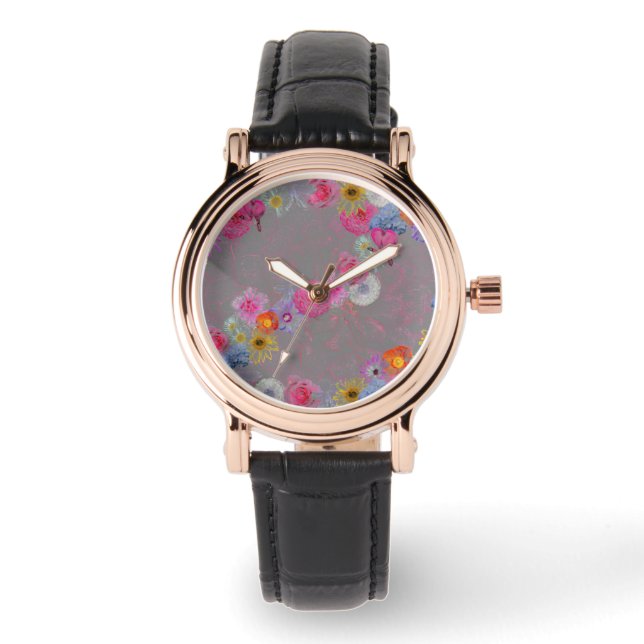 Mixed flowers in modern art armbanduhr (Vorderseite)