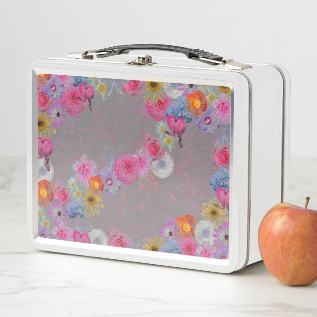 Mixed flowers in modern art metall brotdose (Beispiel)